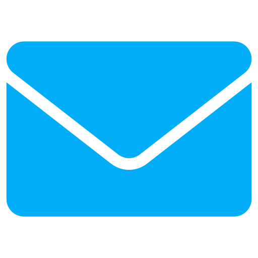 Blue envelope icon with black outline and flap