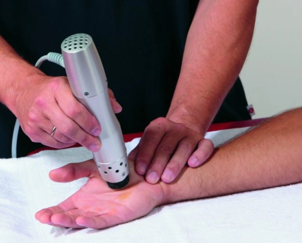 Shockwave therapy used to treat carpal tunnel syndrome.