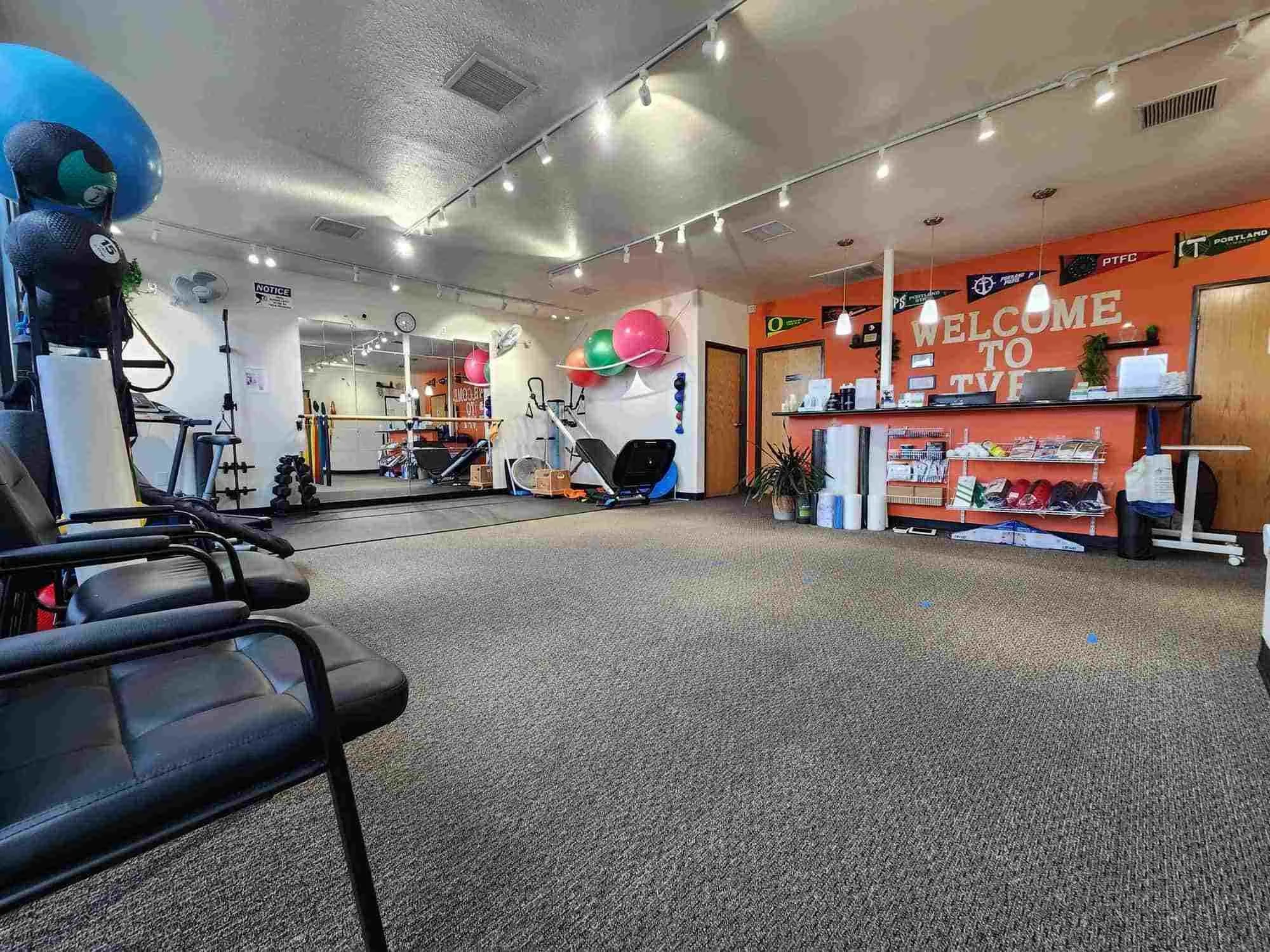 The main gym area of Tualatin Valley Physical Therapy's clinic