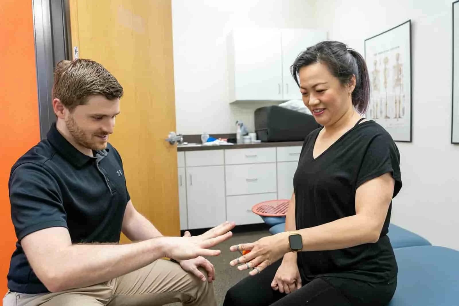 Physical therapist evaluating carpal tunnel syndrome and hand numbness in Hillsboro Oregon