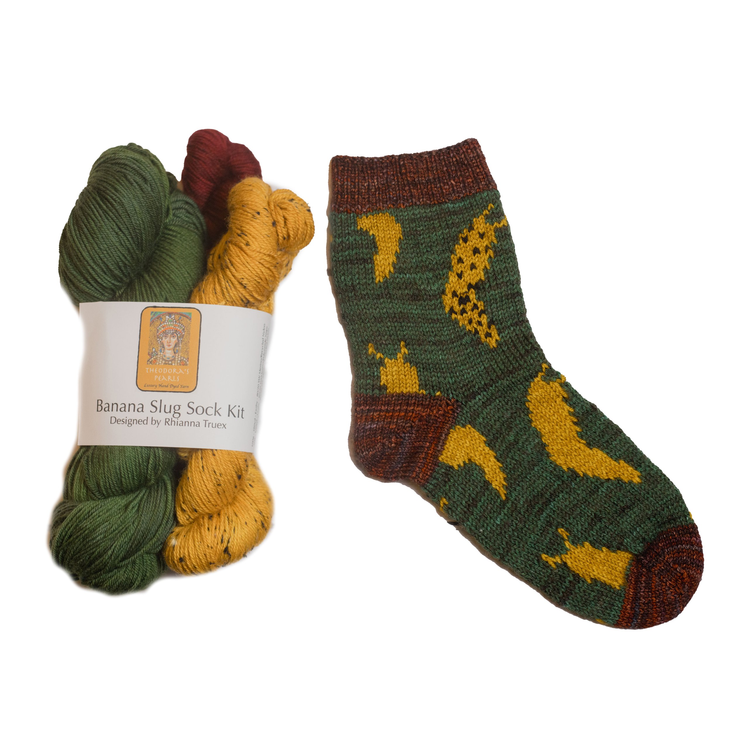 Banana Slug Socks with Spots -
1x 115g Earthy Sock //
1x 50g Earthy Sock //
1x 25g Earthy Sock