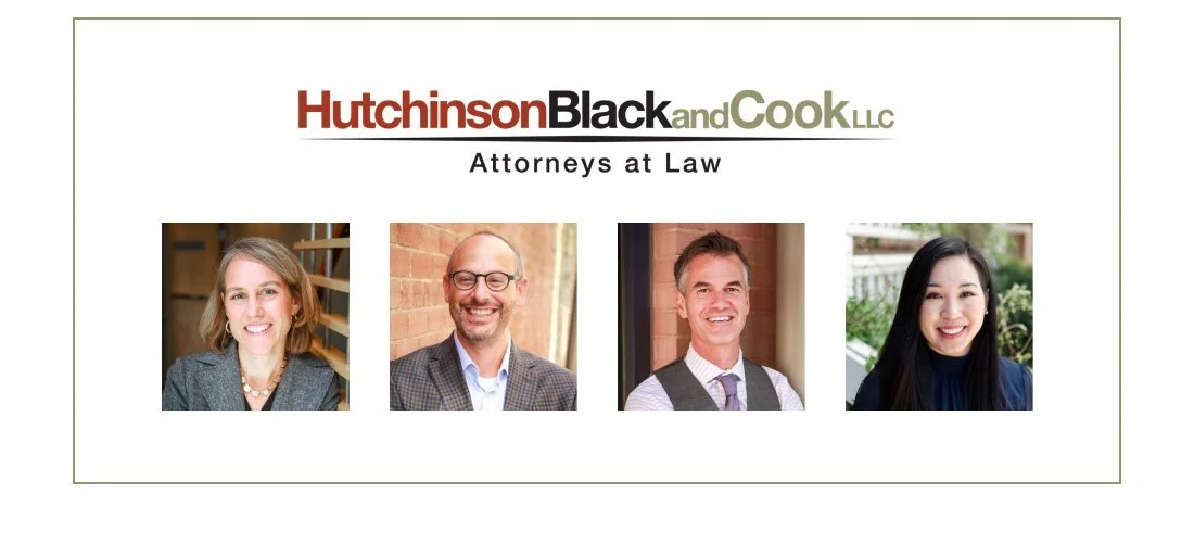 Hutchinson Black & Cook, LLC logo with headshots of four individuals. The woman on the right appears to be of Asian descent, based on her facial features.