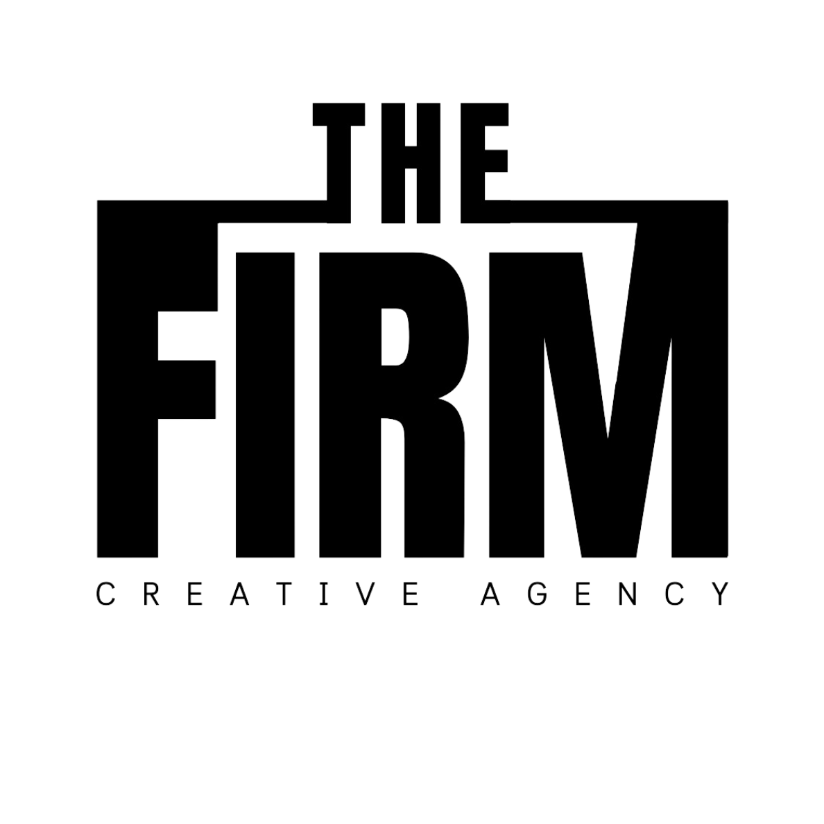 Logo for The FIRM Creative Agency with stylized black and white text.