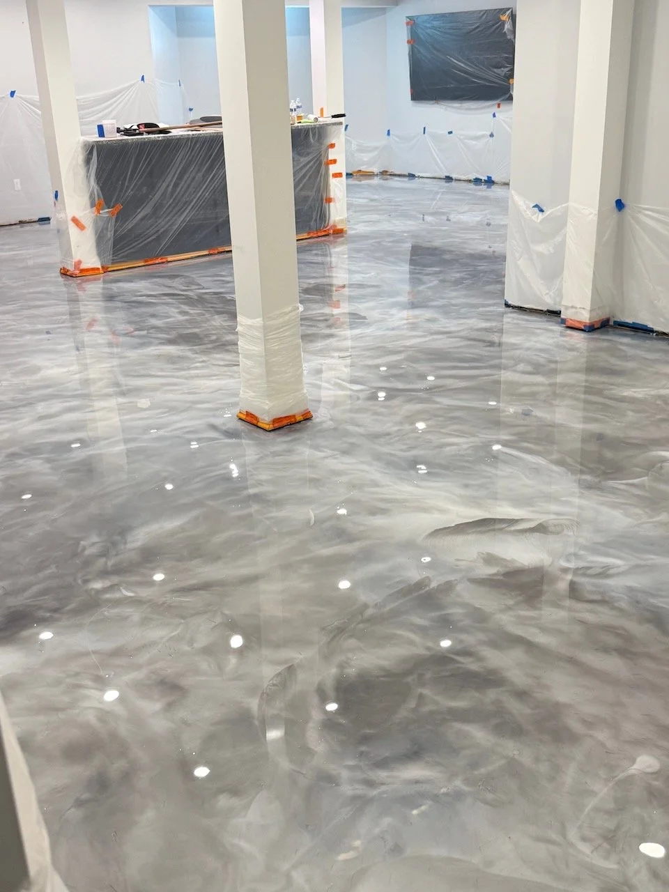 Finished metallic epoxy floor coating in Northeast Ohio