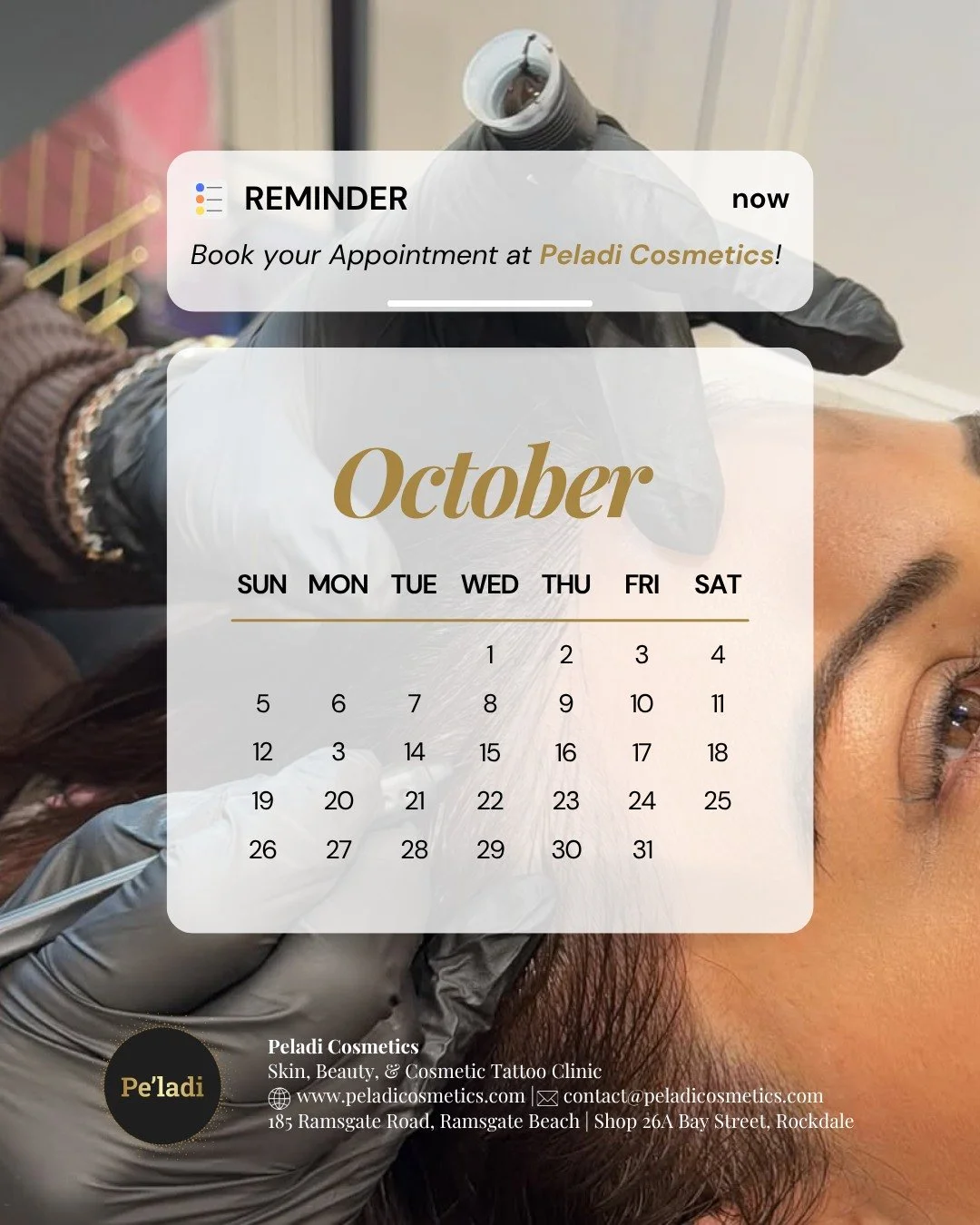 Skip the wait and book your beauty appointment anytime, anywhere! 💻

Visit www.peladicosmetics.com to secure your spot today.