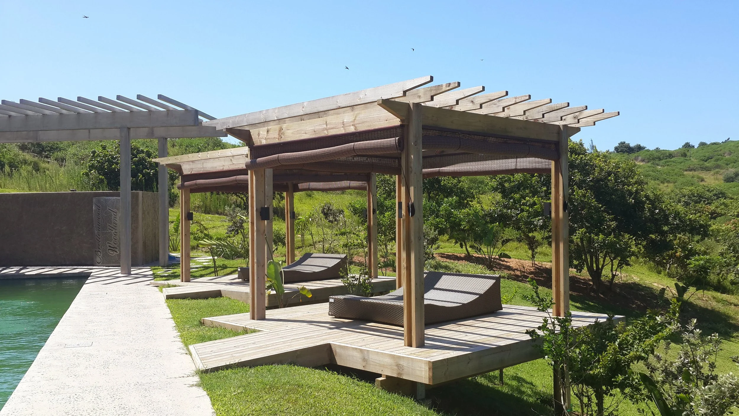 Pergolas and decking around Byron Bay pool
