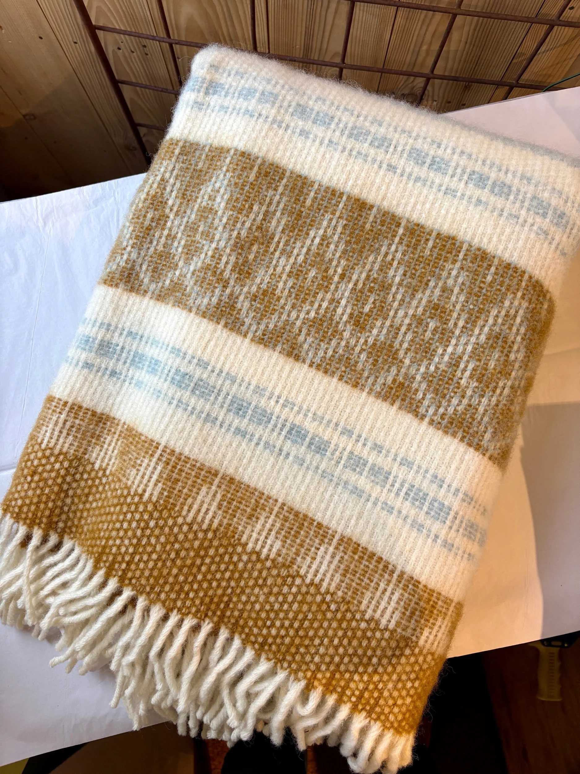 Freja Swedish Wool Throw - Amber & Blue