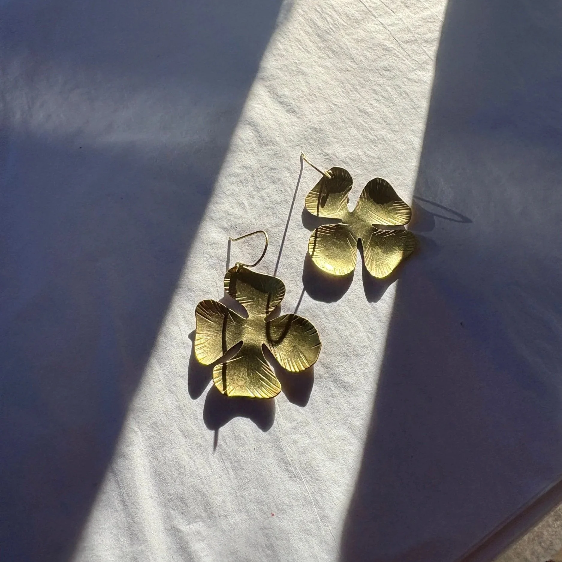 Brass Flower Drop Earrings