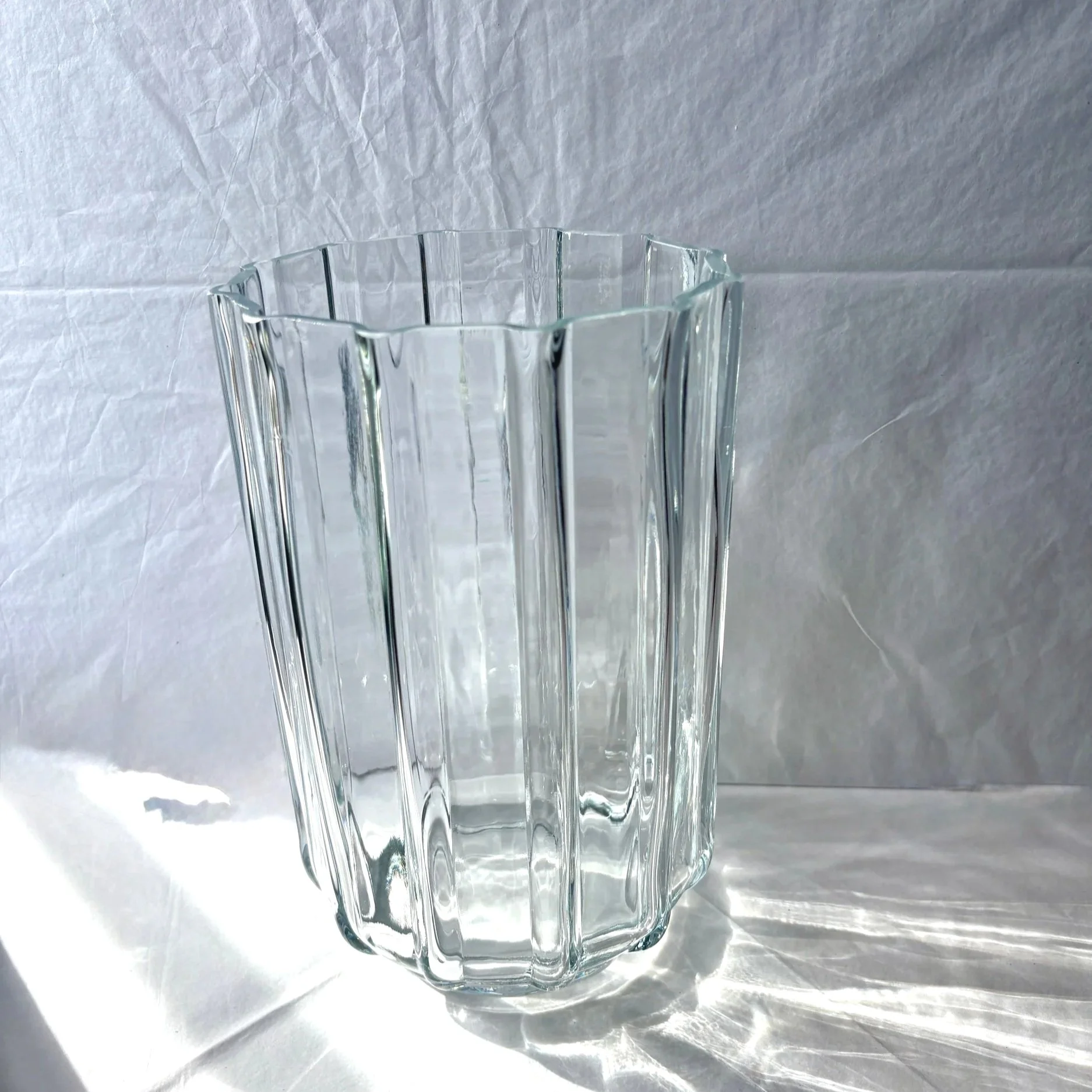 Glass Ribbed Cylinder Vase