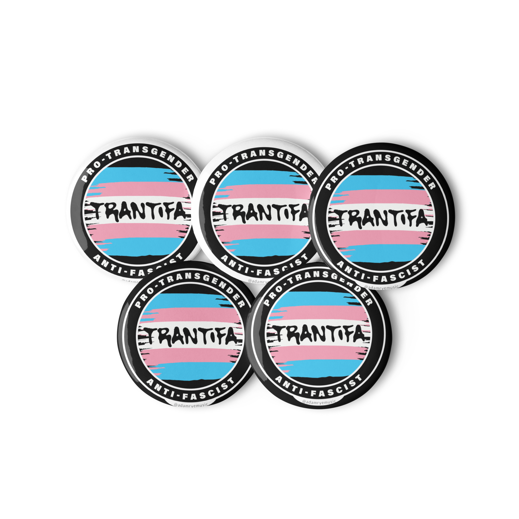 Trantifa - Pro-Transgender, Anti-Fascist Pin Buttons (5-Pack)