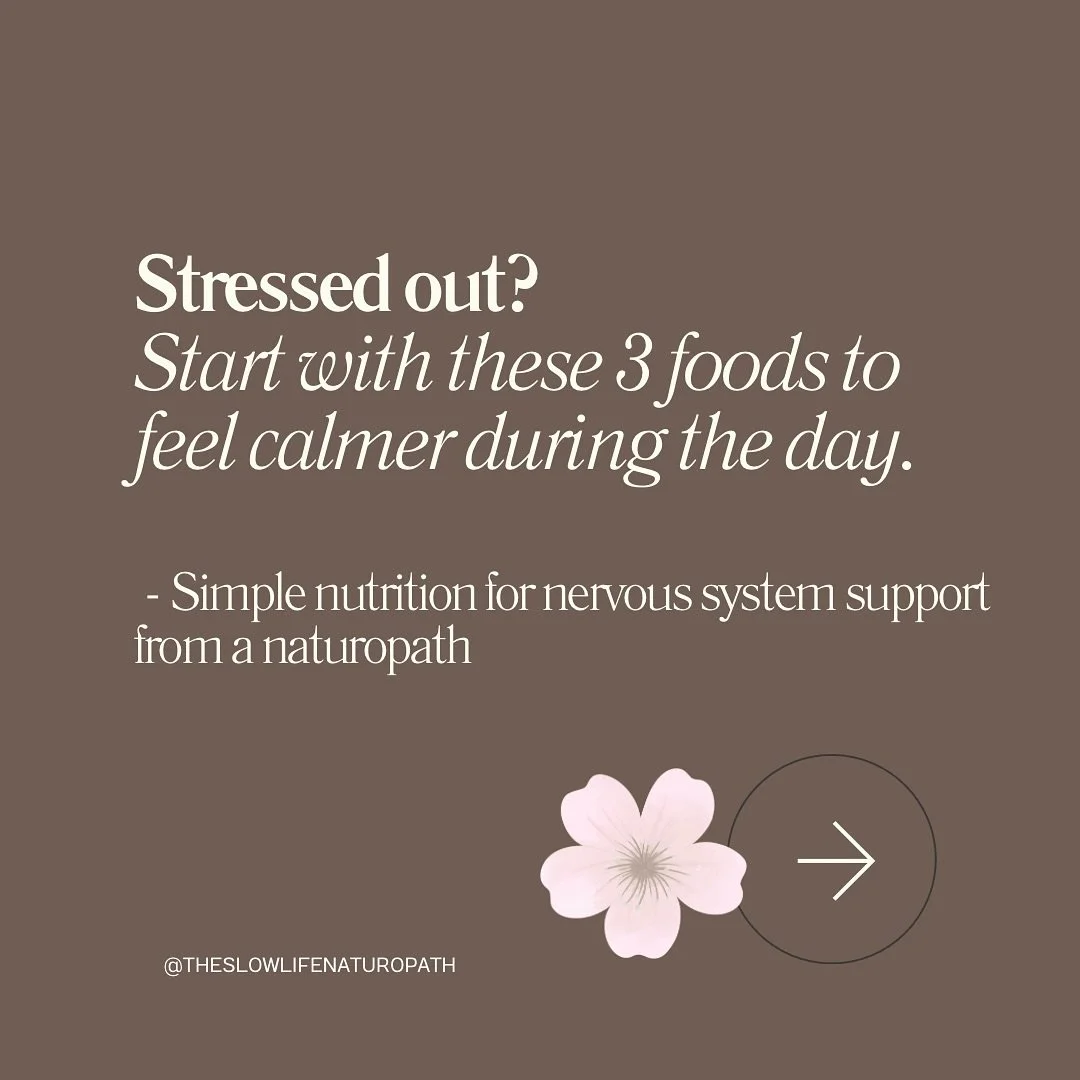 You&rsquo;re feeling overwhelmed, anxious, or not like yourself - try adding simple food strategies into your day to support your nervous system. 🌿

💛 Protein helps keep your mood and energy steady and supports blood sugar balance.
💛 Magnesium-ric