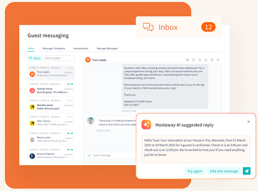 Hostaway Guest Messaging screen