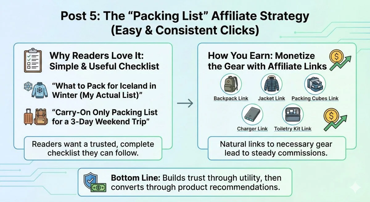 My packing list affiliate strategy