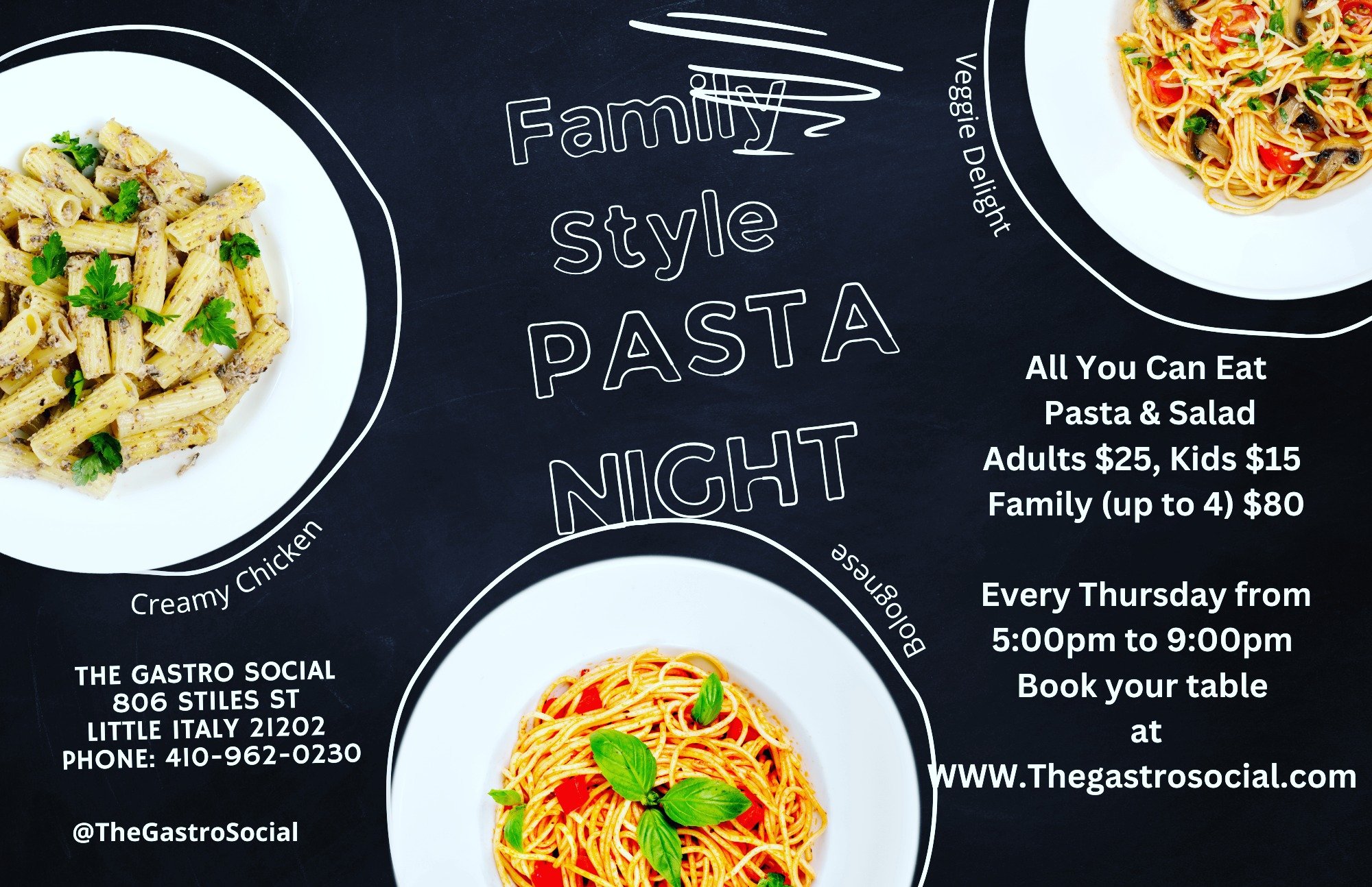 Last Call for Pasta Night!
🍝 May 1 &amp; May 15 Only
🍷 30% Off Select Wines
📍 Reserve Now &ndash; Limited Seats!
#PastaNightFinale #WineAndDine #GastroSocialNights #BaltimoreEats #GraceAndGrub #LastBiteBestBite