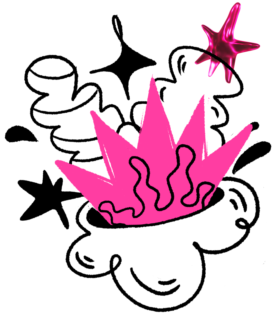 Ilustración de una planta coral rosa con un starfish en la parte superior derecha.