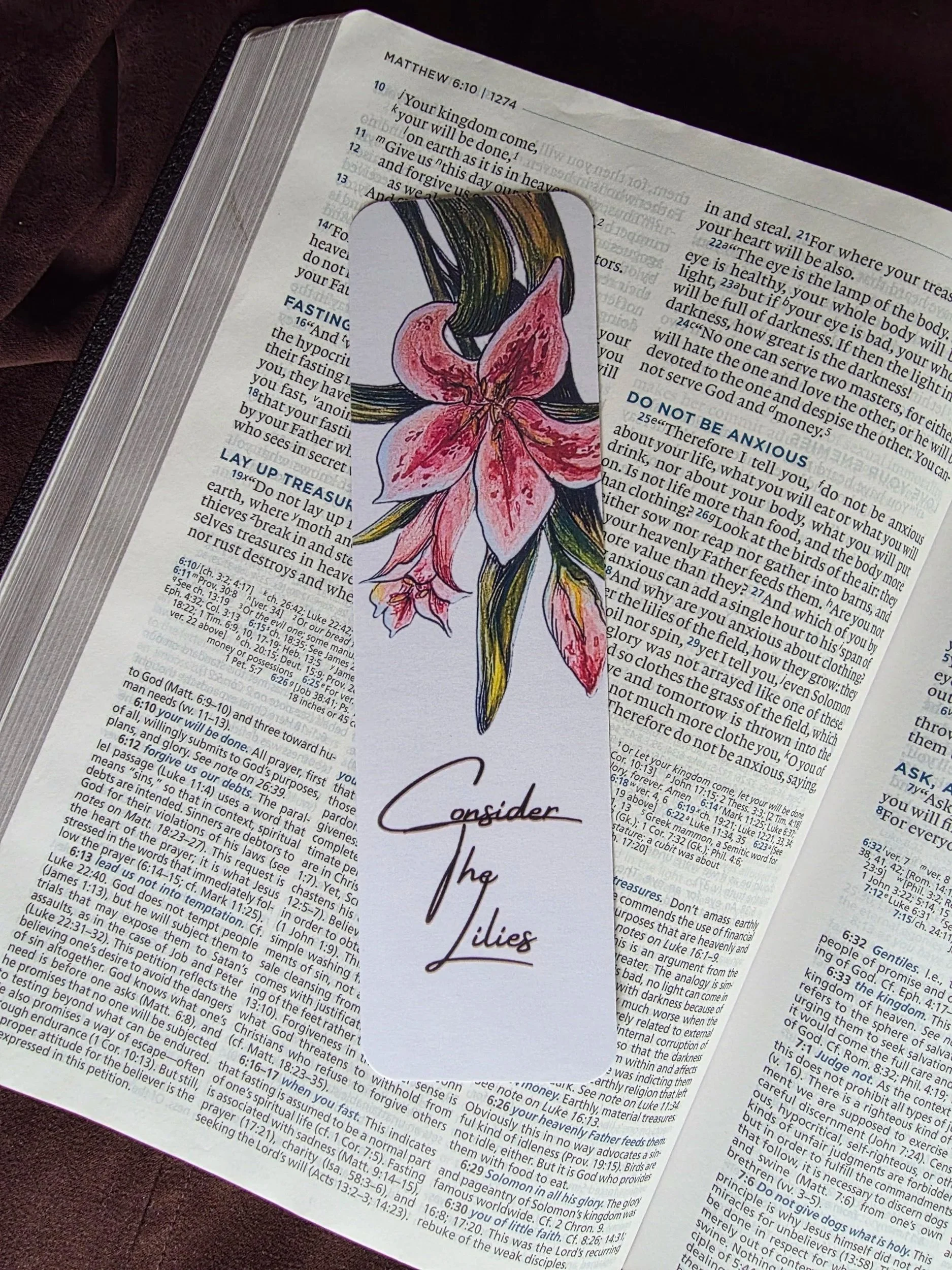 "Consider the Lilies" Bookmark