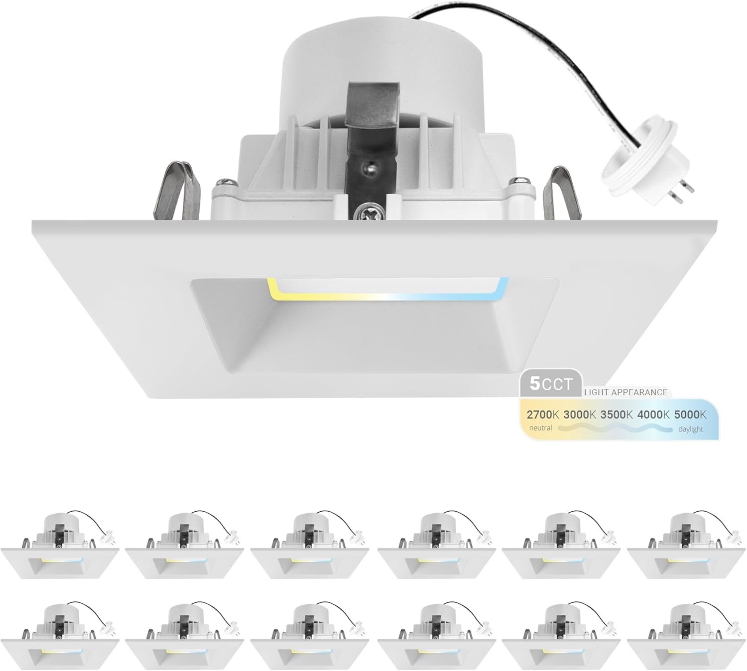 12-PACK: NUWATT 4 Inch Square MR16 LED Recessed Lighting, 2700K/3000K/3500K/4000K/5000K Selectable (Pickup Only)