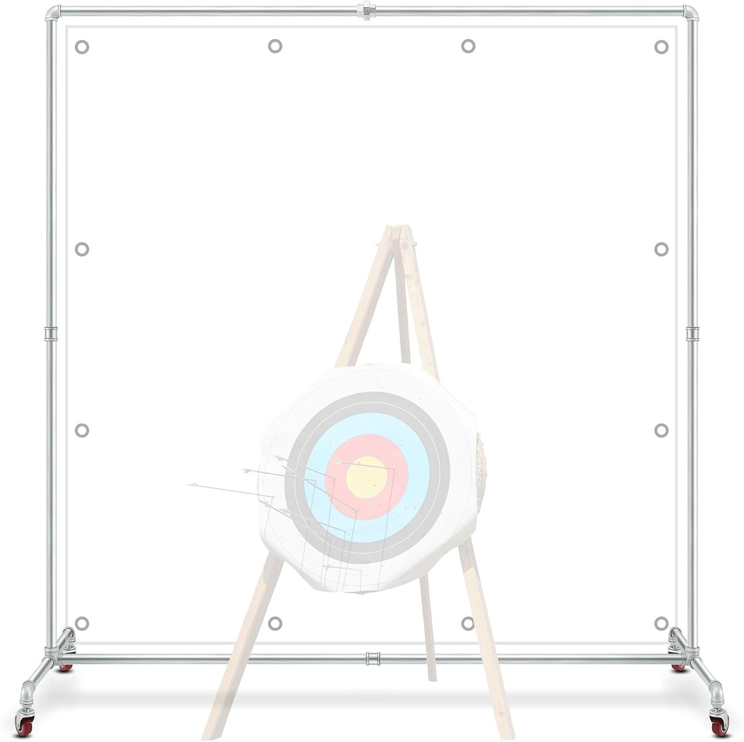 Archery Backstop Stand W/ wheels for Practice - Galvanized Steel (Pickup Only)