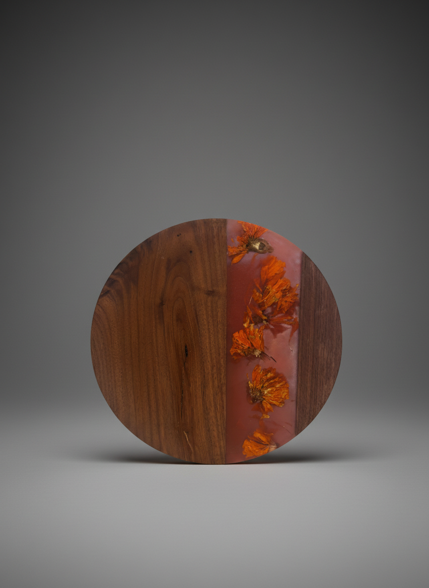 10" Black Walnut Platter with Marigold Inlay -01