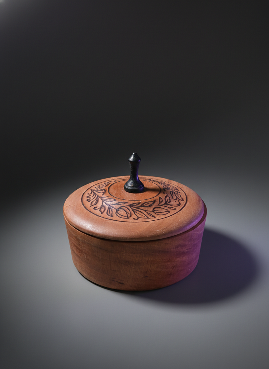 Small Ornate Hand-Carved Jewelry Box - 6" -01