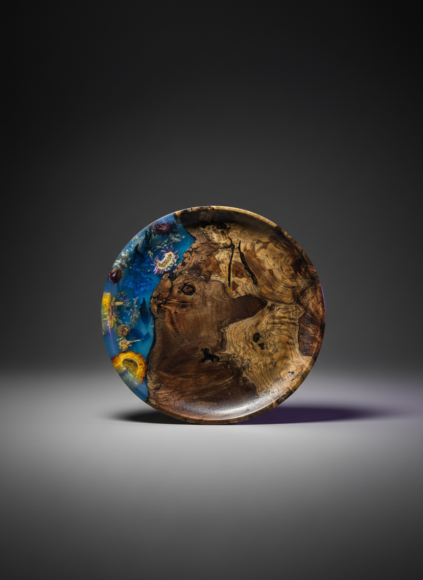 Black Walnut Burl Bowl with Resin Inlay