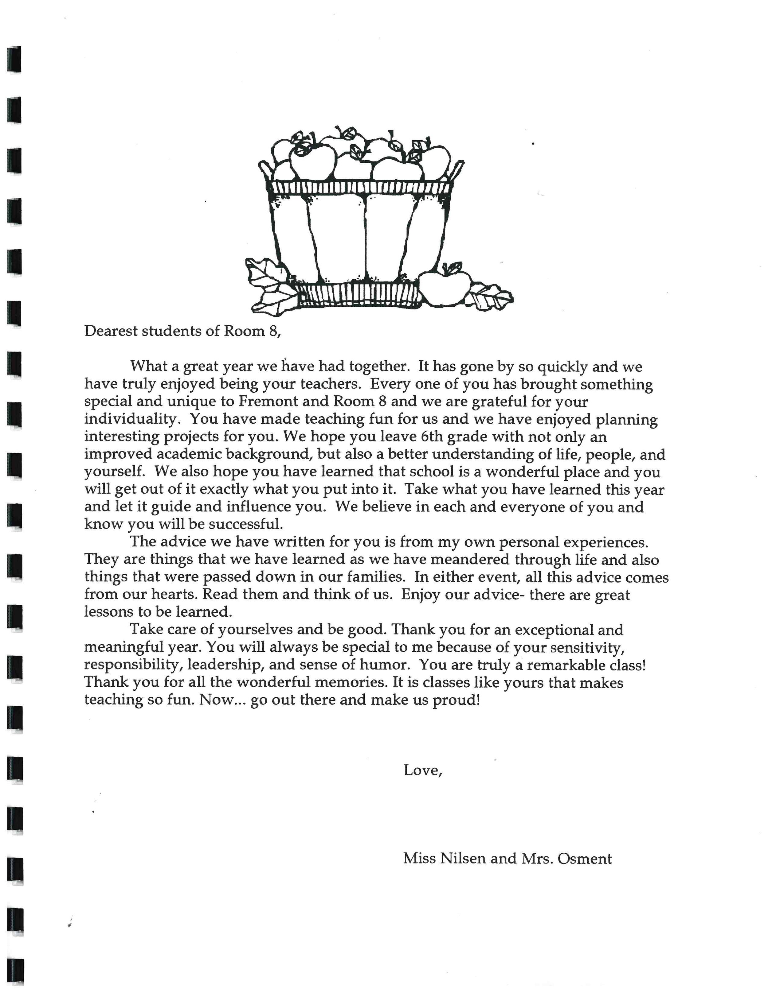 Excerpt from Words of Wisdom Book, circa 2000, courtesy of Tyler Longpre.