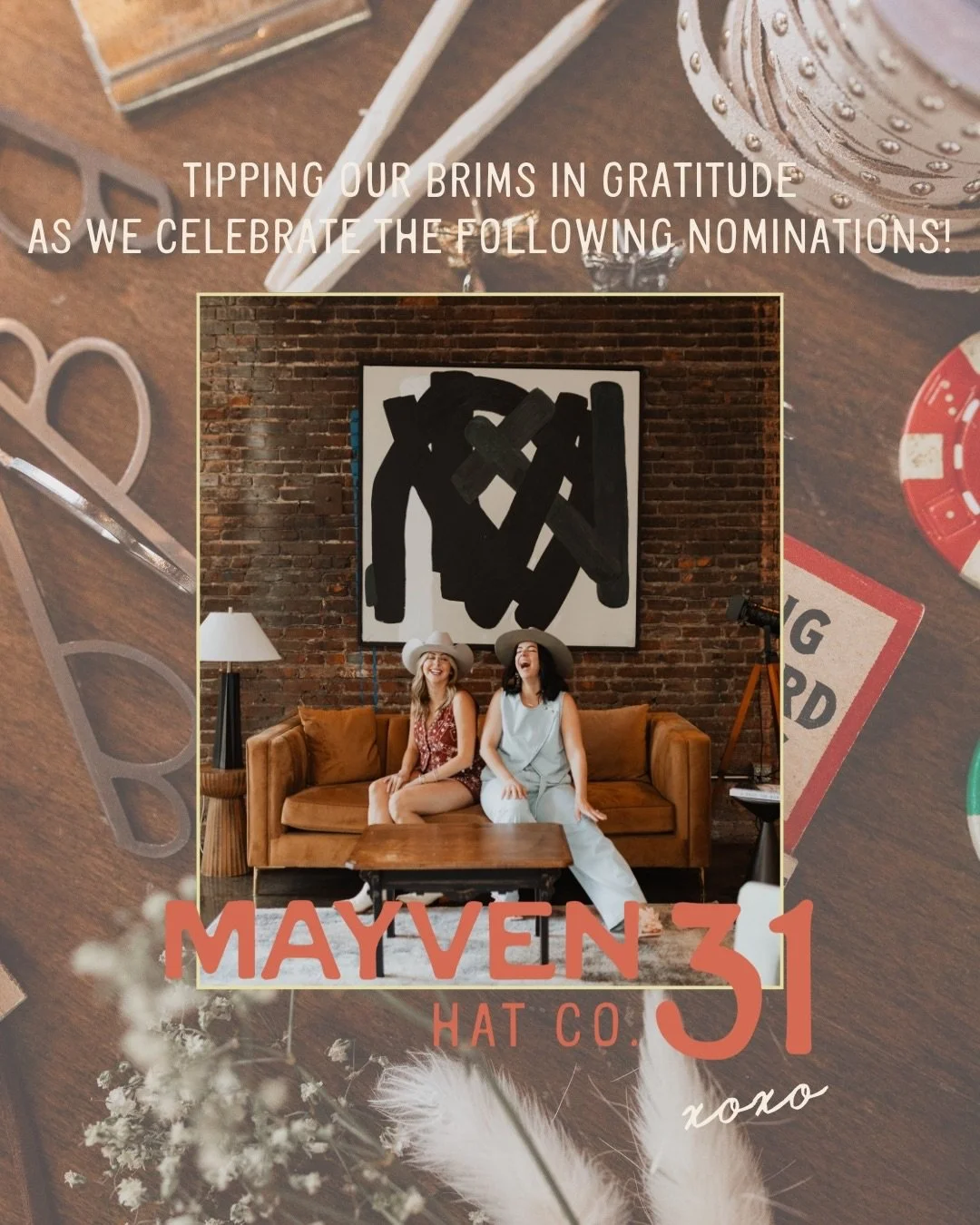 Your favorite hat bar swiped up TWO @wed.kansascity industry noms &amp; we are blushing under our brims 🤠🤗 

Honored &amp; in good company - thank you for thinking of Mayven 31 Hat Co. 🤎