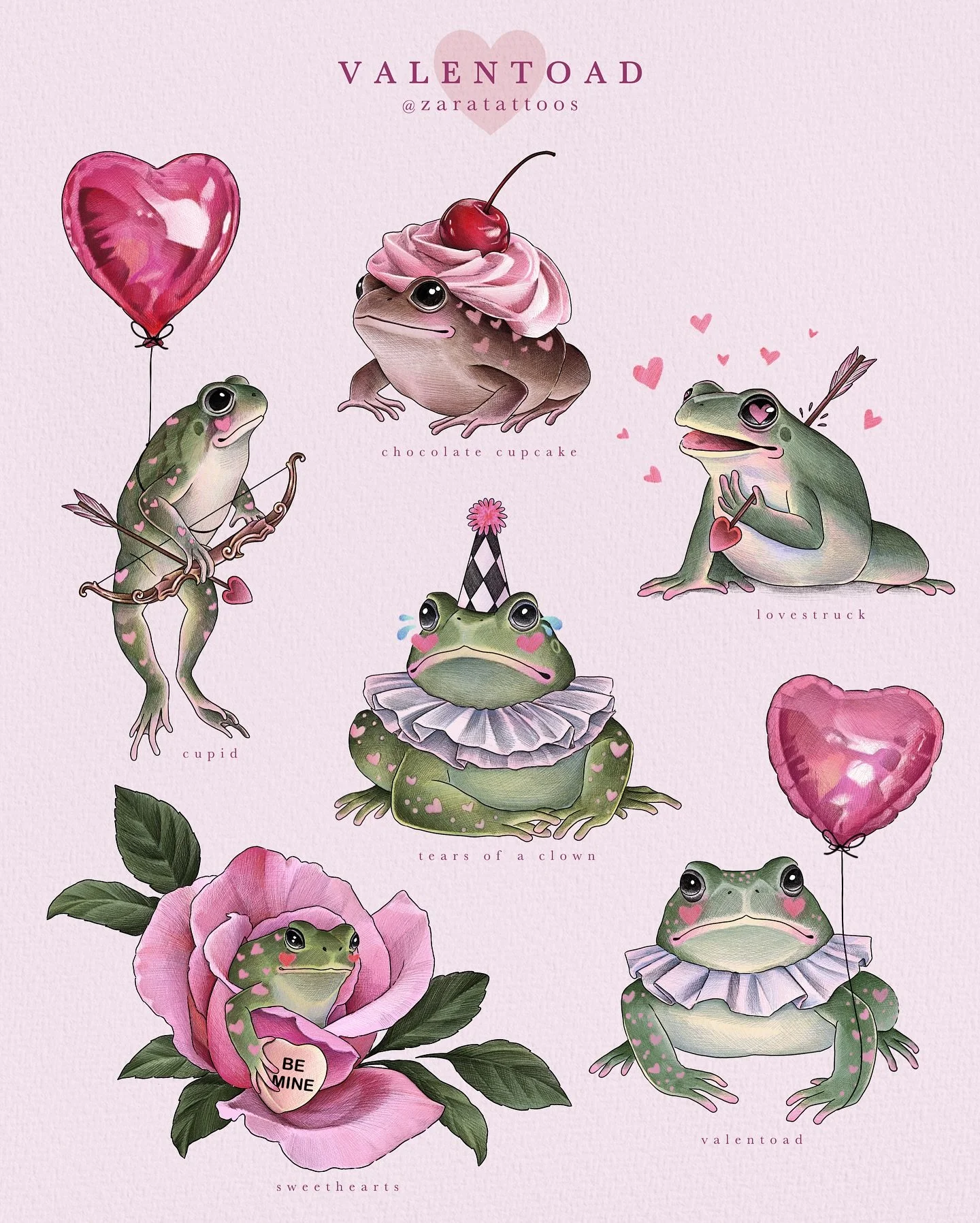 ✧ Valentoad ✧
.
♡ Happy Valentines day! 
.
Introducing the cutest group of the sweetest and silliest little frogs and toads for the occasion! 
.
These designs will be available for February and March! 
.
.
♡ Designs will be available in the link in m