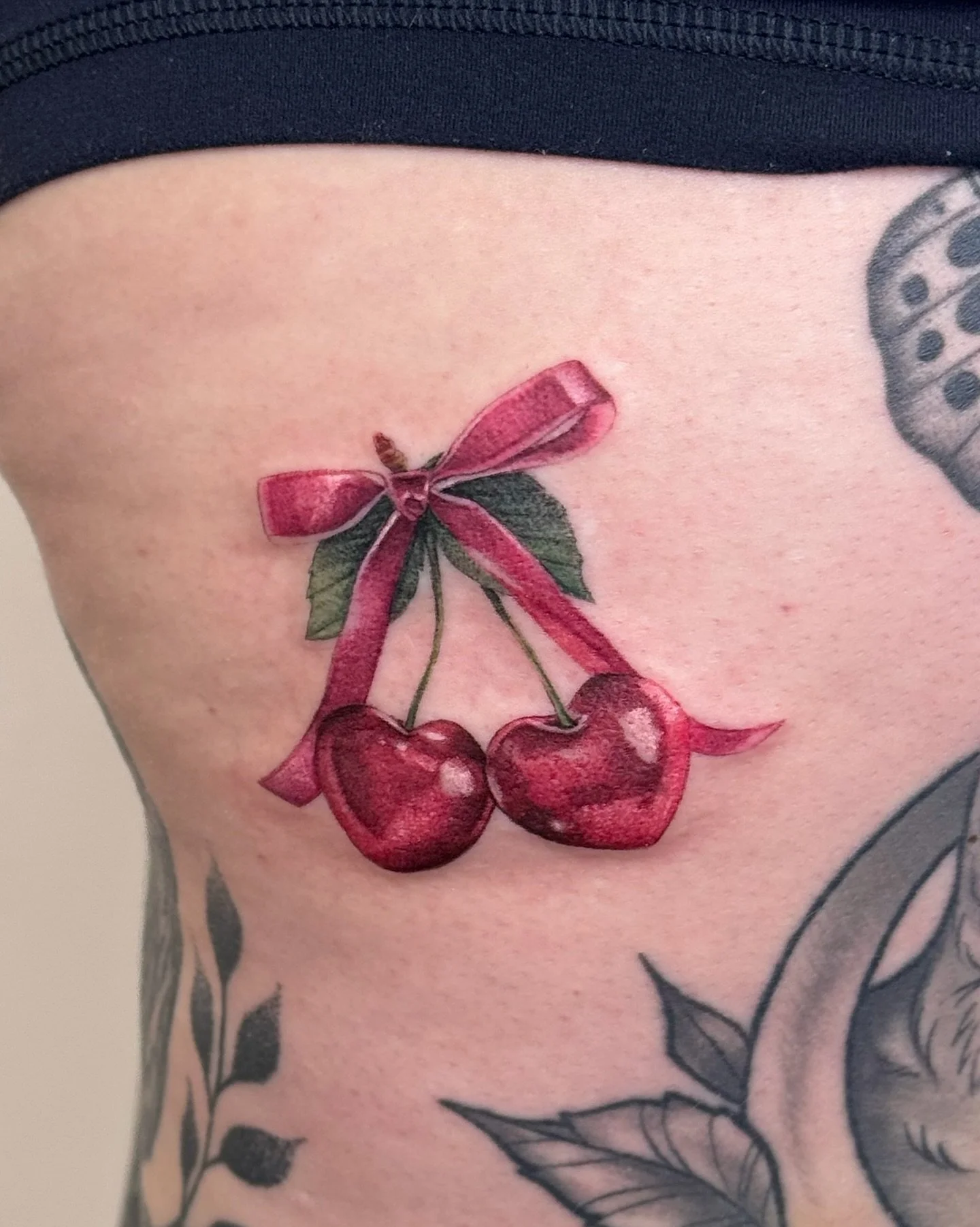 ✧ Cherry Hearts ✧
.
Finally got to tattoo the Cherry Hearts from my predrawn design! 
Thank you Alison!! 🤍 🍒
.
✧Available predawn designs can be viewed through the link in my bio under &ldquo;predawn designs&rdquo; 
. 
.
✧ Summer I books have close