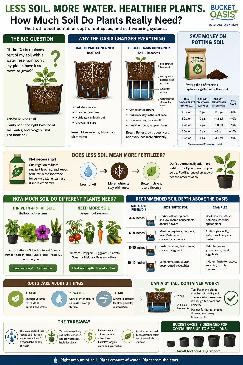 How Much Soil Does a Plant Really Need? The Truth About Container Depth, Root Space, and Self-Watering Systems