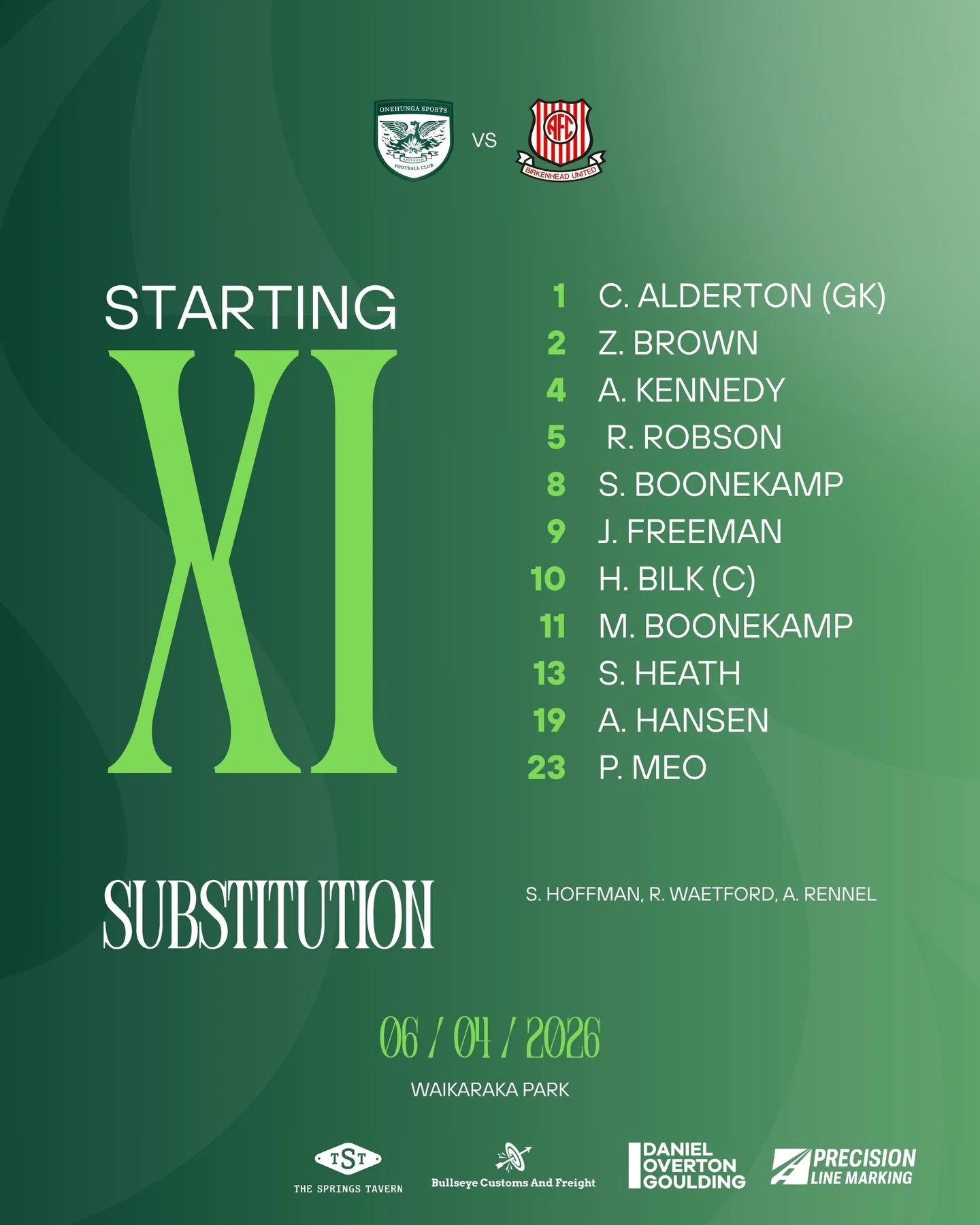 WOMEN&rsquo;S CHAMPS | STARTING LINEUP 

Here is your women&rsquo;s champs starting lineup for our Easter weekend fixture of the season at home to Birkenhead United ⚽️💚🖤