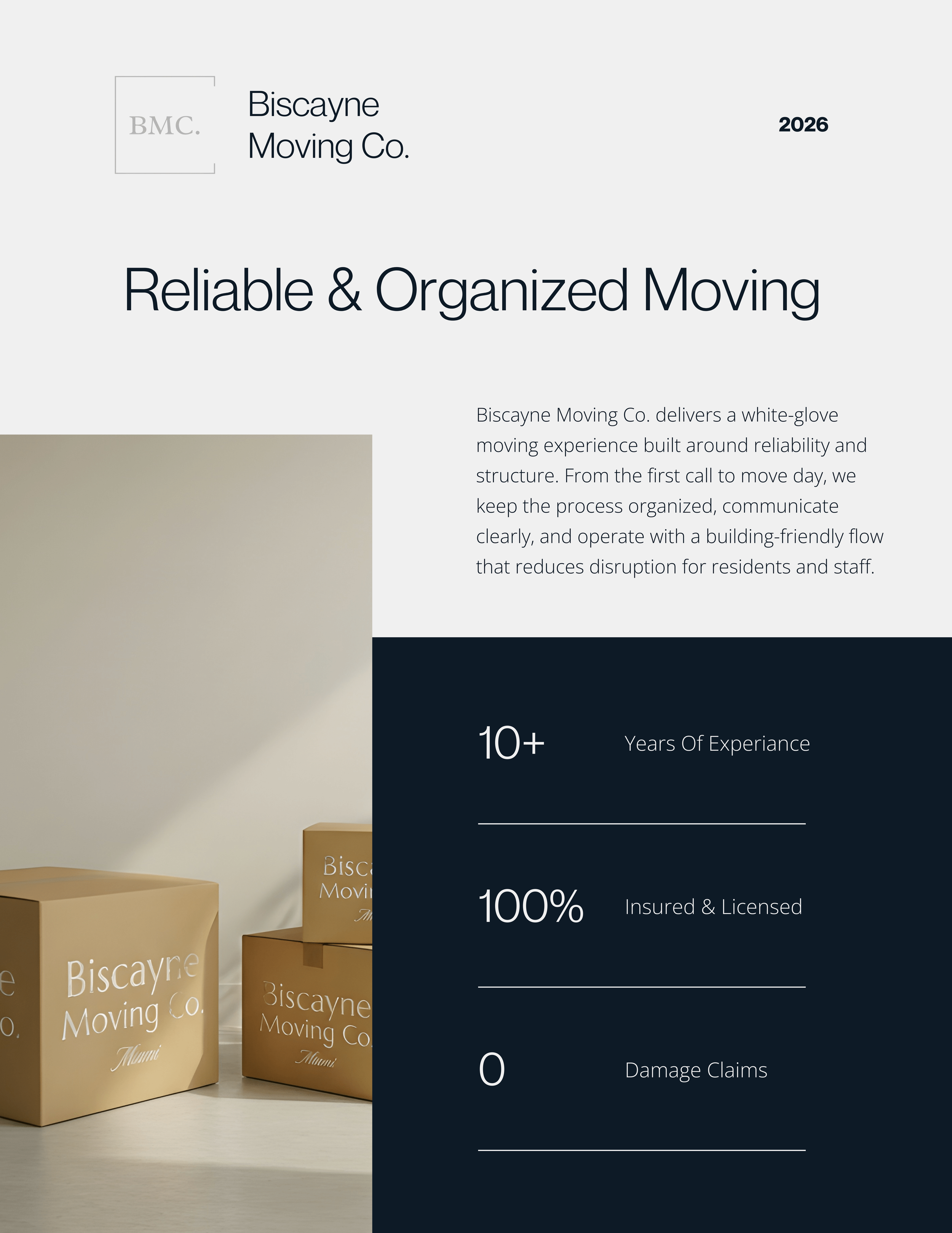 Biscayne  Moving Co. 2026 Reliable & Organized Moving. Biscayne Moving Co. delivers a white-glove moving experience built around reliability and structure.