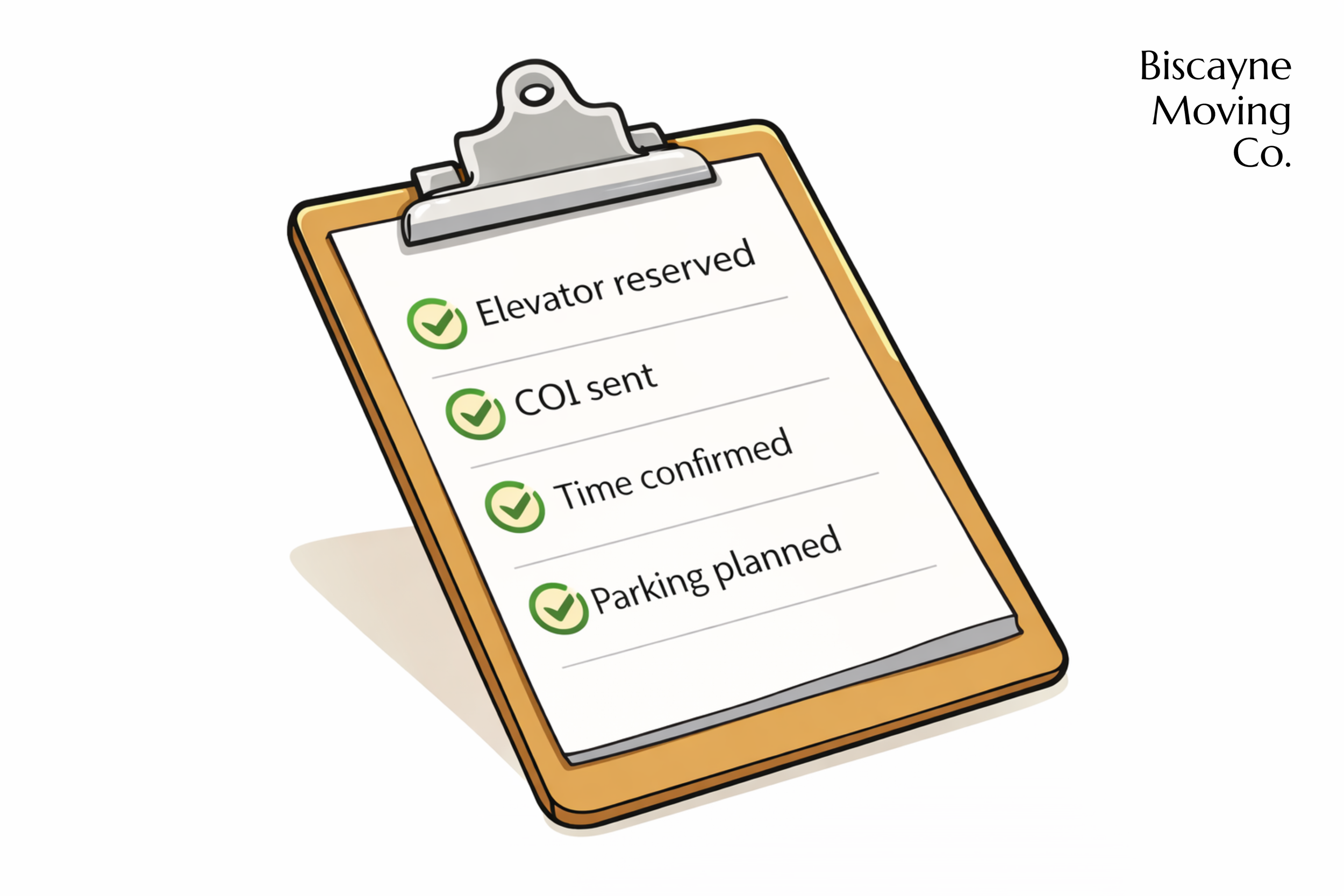 Moving checklist for Sunny Isles Beach condo move including elevator reservation and certificate of insurance requirements