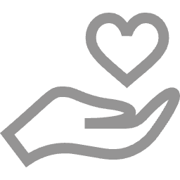 A line drawing of a hand with a heart above it.