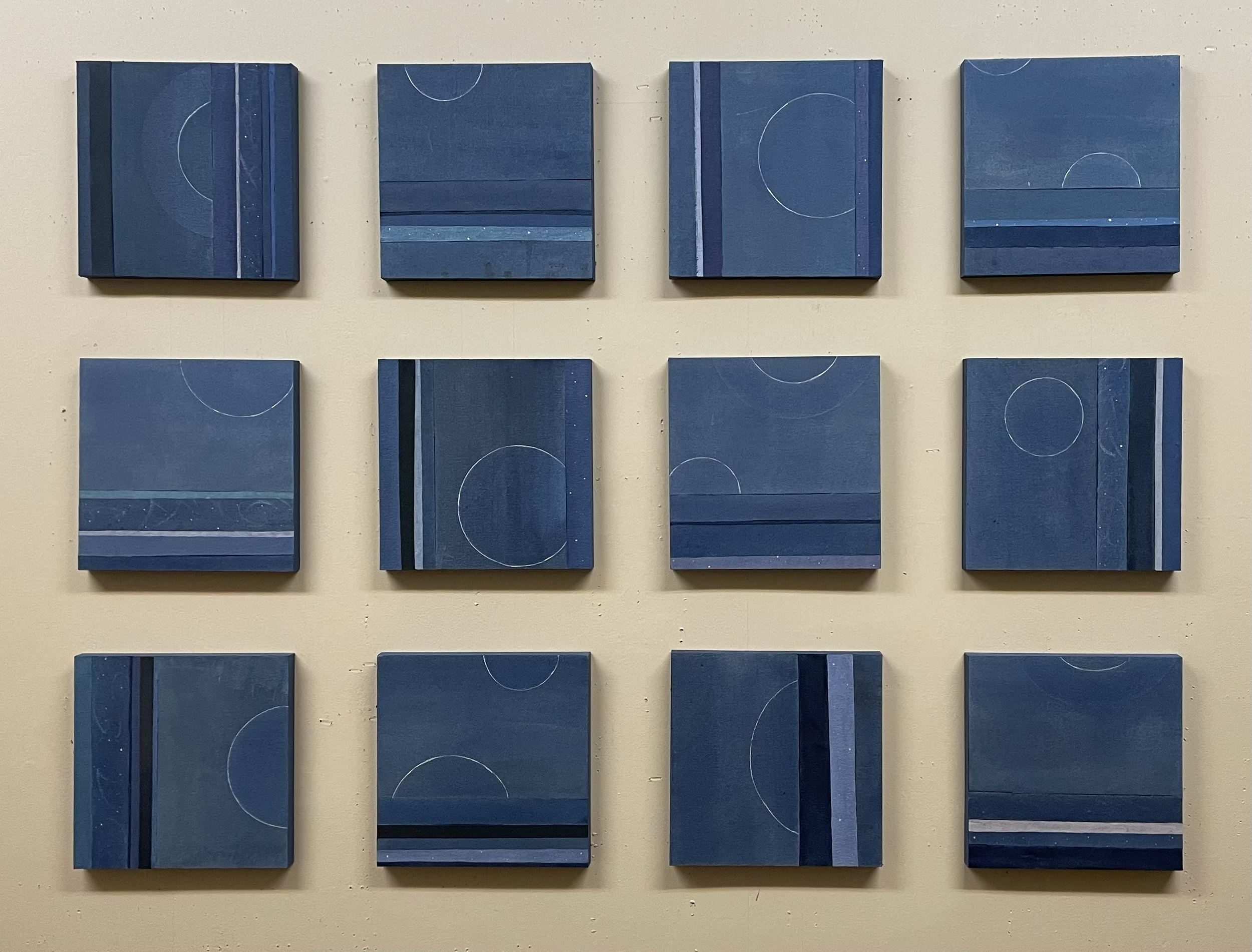 Trace of Moonlight. 2021. Acrylic on Canvas mounted on Wood. 8"x8" Each.