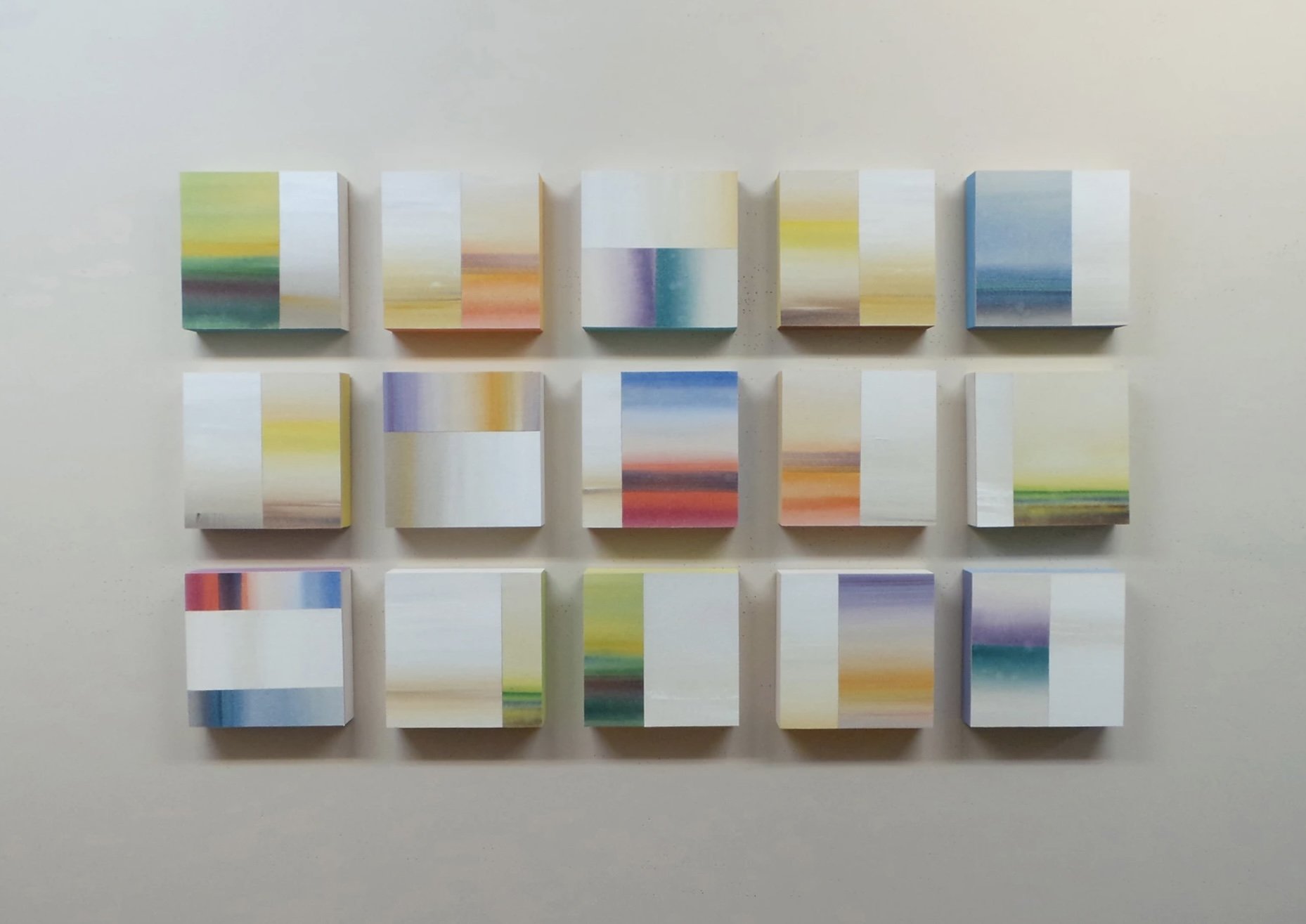The Colour Field. 2015. Acrylic on Canvas mounted on Wood. 8"x8" Each.