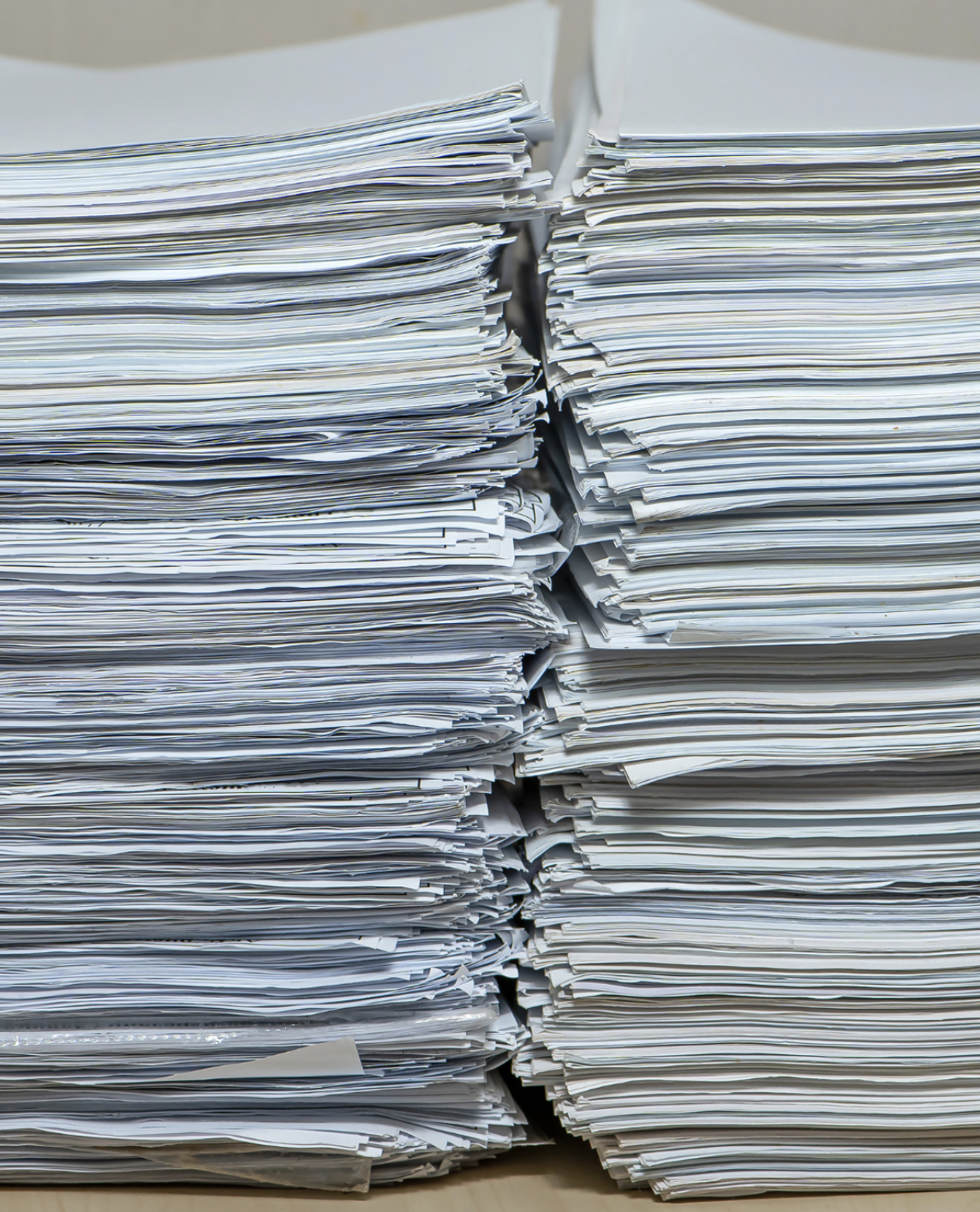 Stacks of white paper