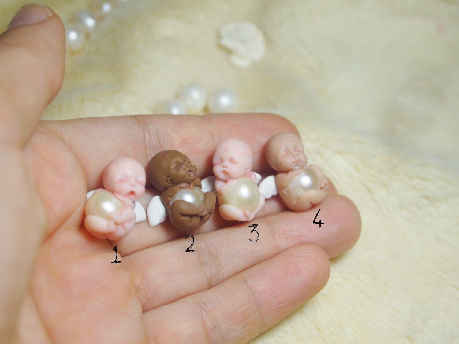 Angel with Natural Pearl Memorial Sculpture - Sympathy Gift Keepsake - Hand sculpted OOAK