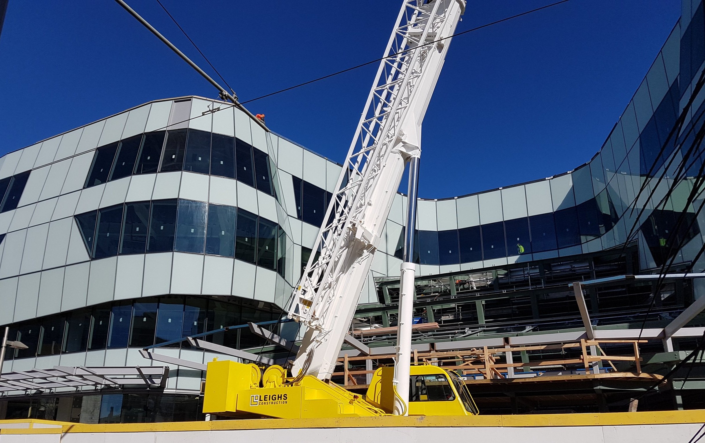 Christchurch, New Zealand | The ANZ Centre building in Christchurch under construction, 2016. This was a new build after the big earthquake of February 2011 which devastated much of Christchurch. Peter Lalas was the façade consultant on this 3D façad