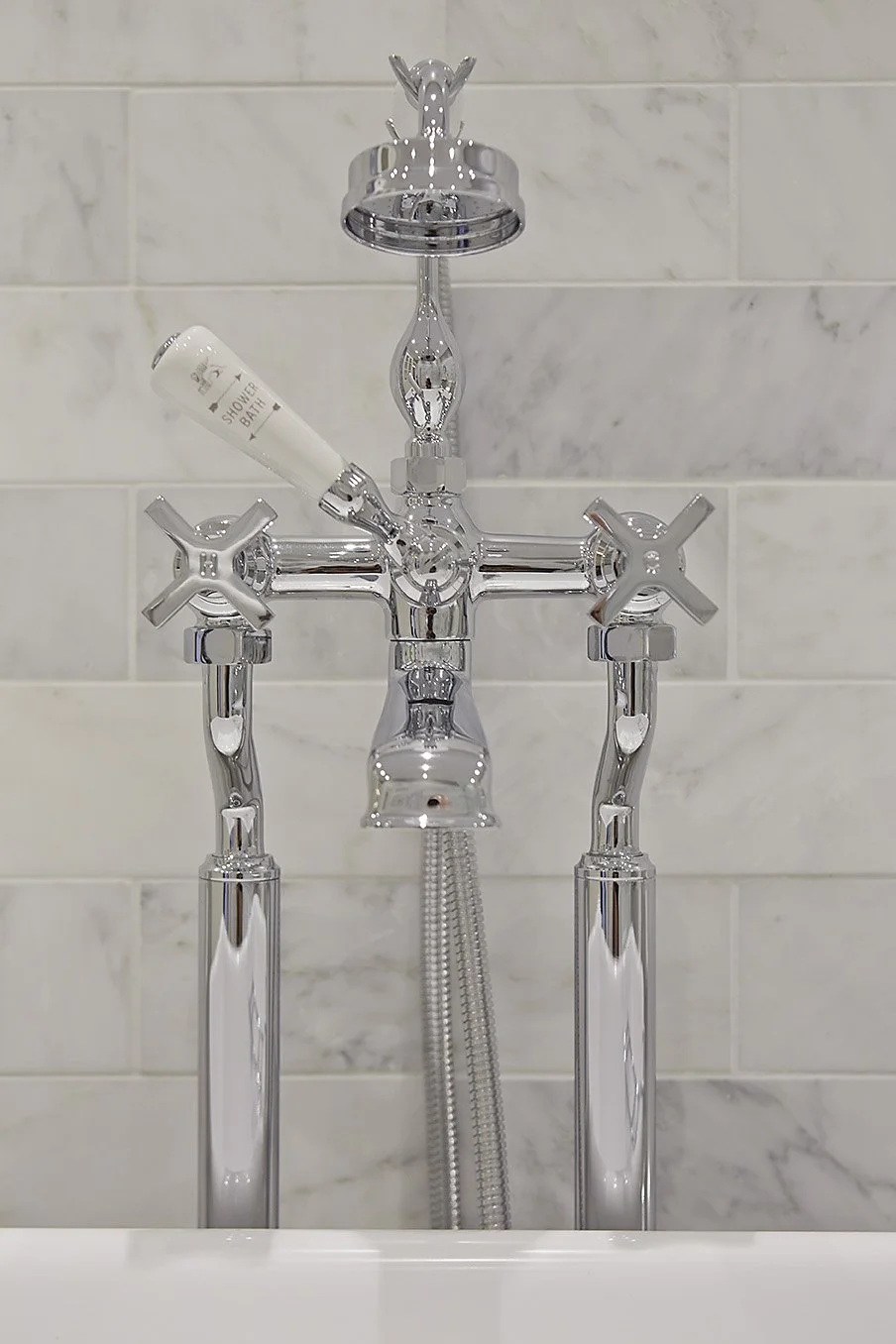 Sleek metal bathroom fixtures 