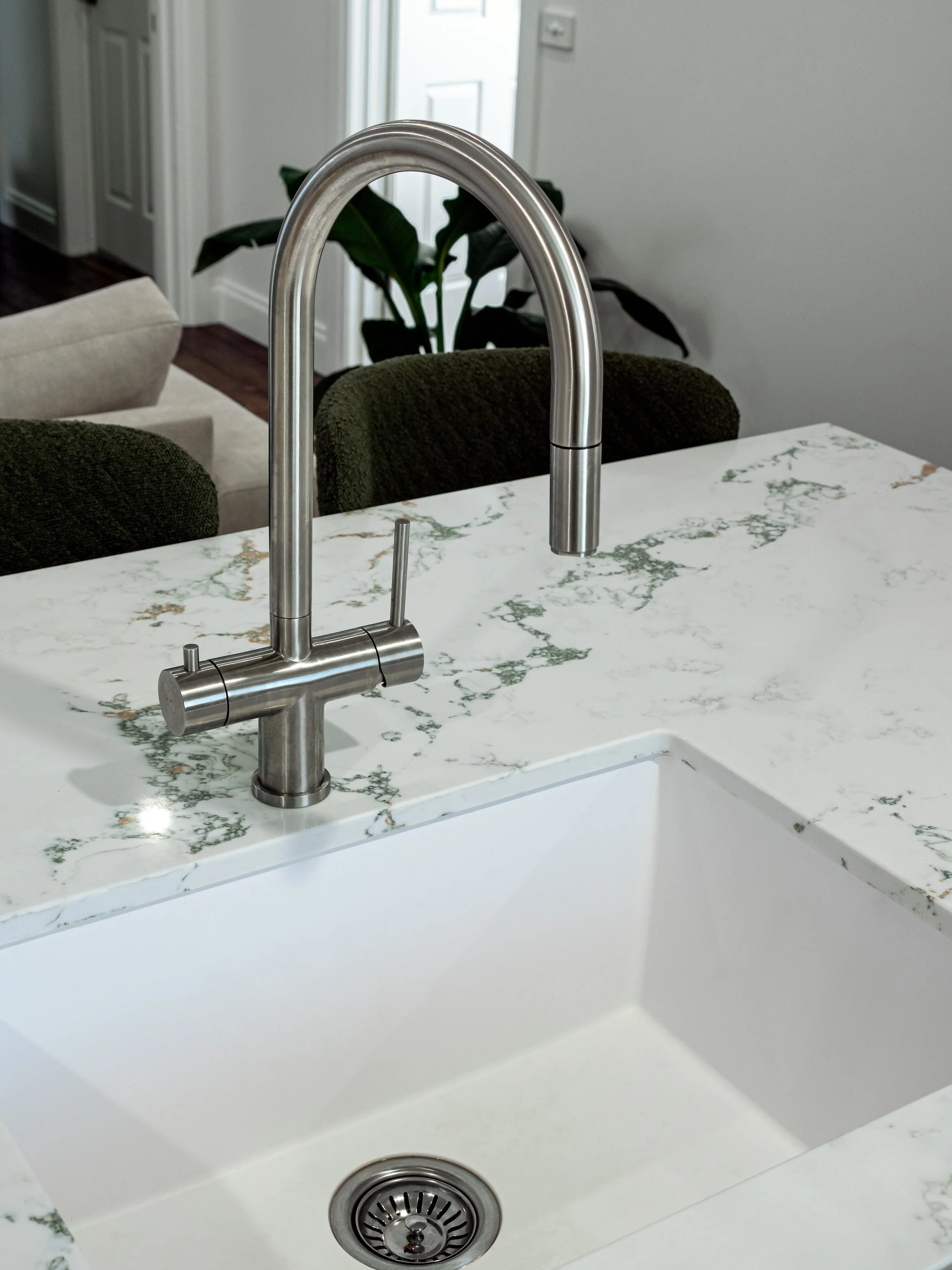 sink in Brunswick East home, contemporary living 