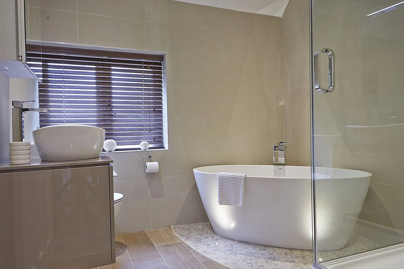 contemporary bathroom in art deco home