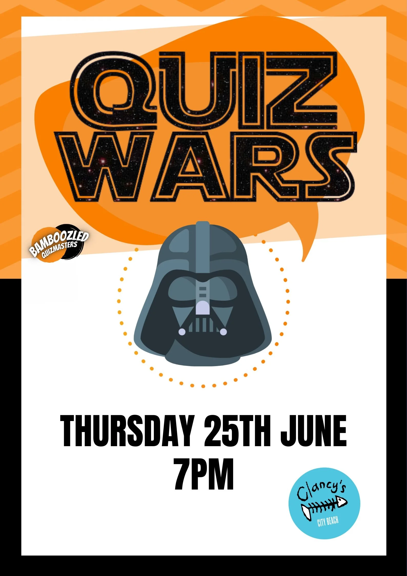 May the force be with you in this super fun Free entry interactive Star Wars themed quiz. Book your  team table with glorious beach views now as our hosts Bamboozled Quizmasters take you to a galaxy far far away..... 