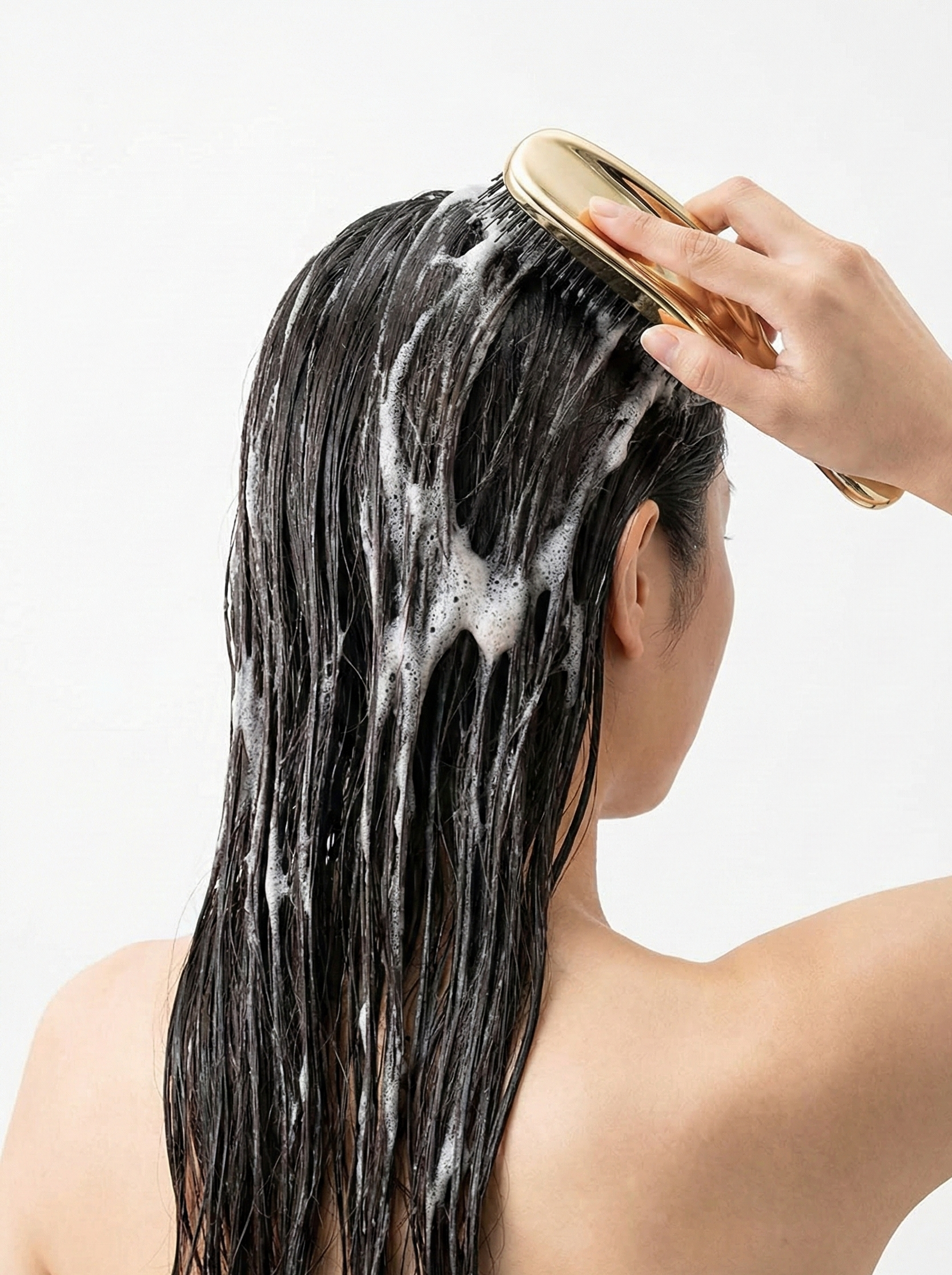 Applying treatment to hair using scalp brush