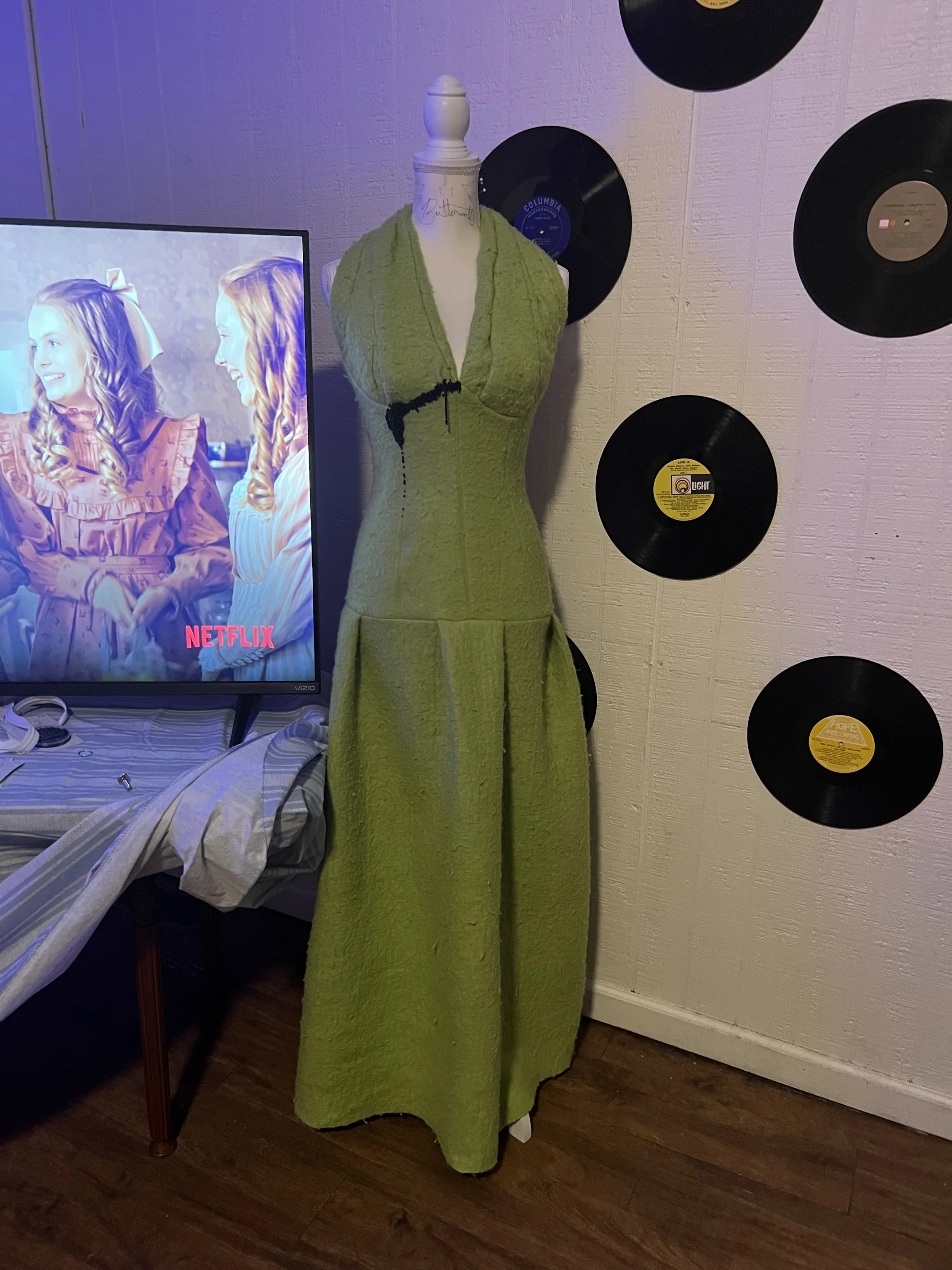 Gown: Created from Thrifted Felt Quilting Batting, Patterned by Me