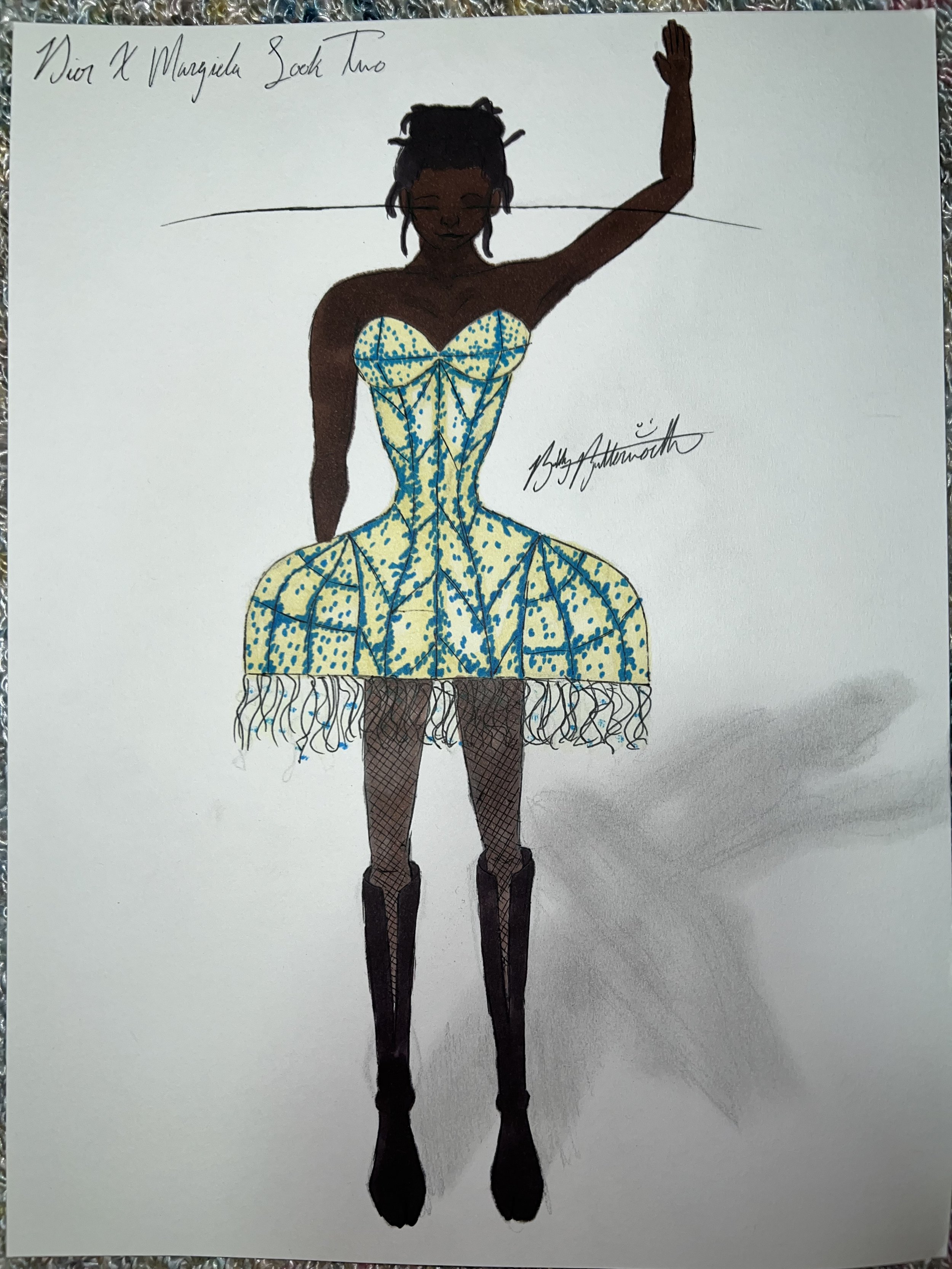 Dior X Margiela Sketch for Design Concepts of Dress Class