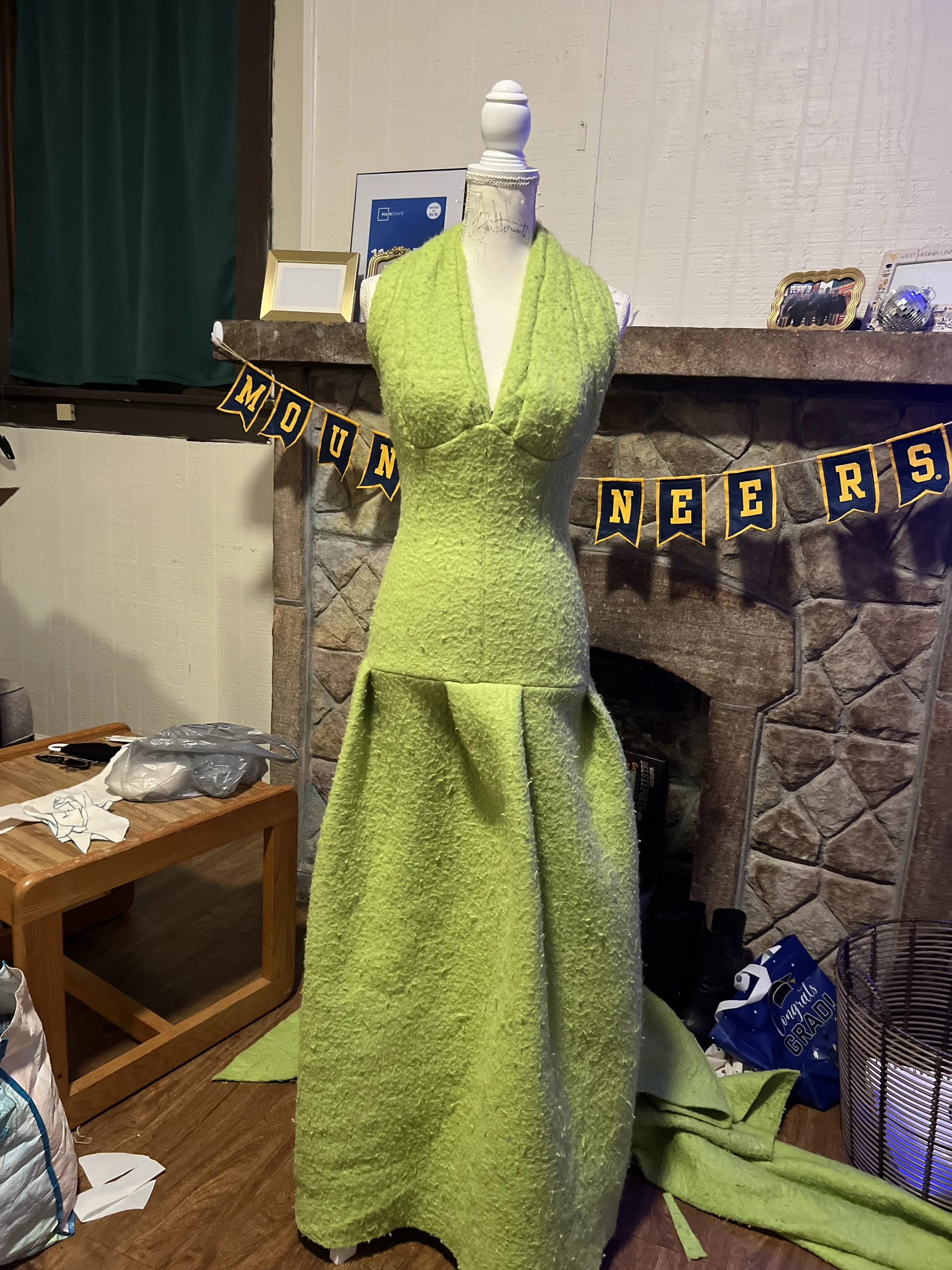 Gown: Created from Thrifted Felt Quilting Batting, Patterned by Me