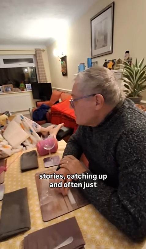 40. Staying at the dinner table after dinner