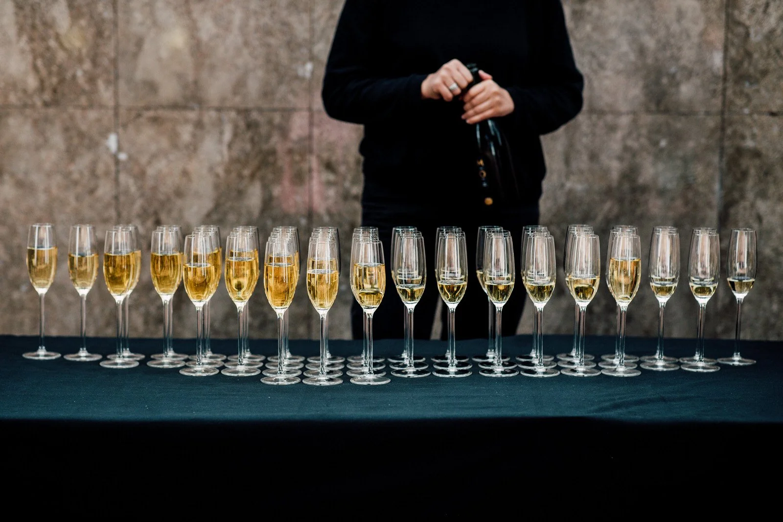 Champagne being prepared for a celebration in London
