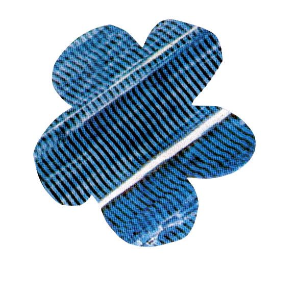 Abstract flower cut out of paper with shades of blue and white.